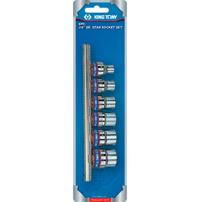 купить KING TONY 3106PR Набор торцевых головок 3/8", TORX Е-стандарт, E8-E18, 6 предметов