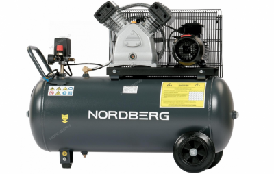 купить NORDBERG NCP100/420 Компрессор поршневой с ременной передачей, 380 В, ресивер 100 л, 420 л/мин