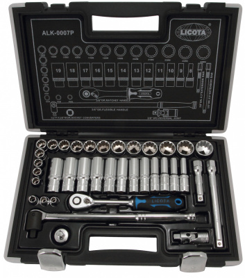 купить LICOTA ALK-0007P Набор торцевых головок 3/8" 12гр. 37пр. 6-24мм spline