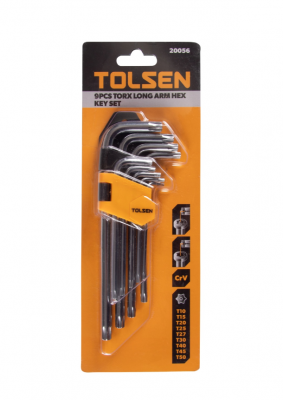 купить TOLSEN TT20056 Набор Г-образных Torx, T10H-T50H, удлиненные, с отверстием, 9 предметов