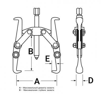 купить ТЕХРИМ T020012 Съемник подшипников трехлапый, шарнирный, 300 мм