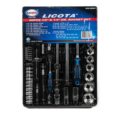 купить LICOTA ACK-382001 Набор торцевых головок 1/4" и 1/2" 60 пр. в ложементе